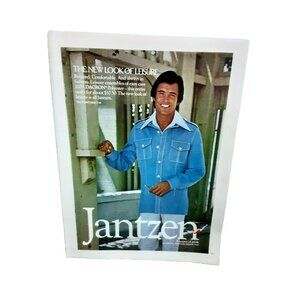 1974 Jantzen Men’s Leisurewear Print Ad Blue Outfit Vintage Fashion Style